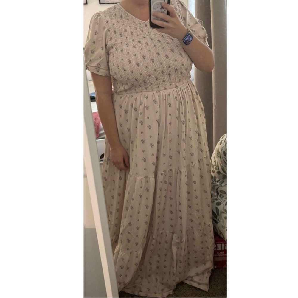 Floral Cream Nursing Maxi Dress